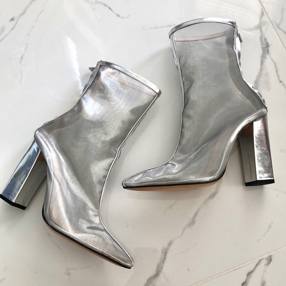 RAYE Morgan Boot in Silver Mesh size 9
